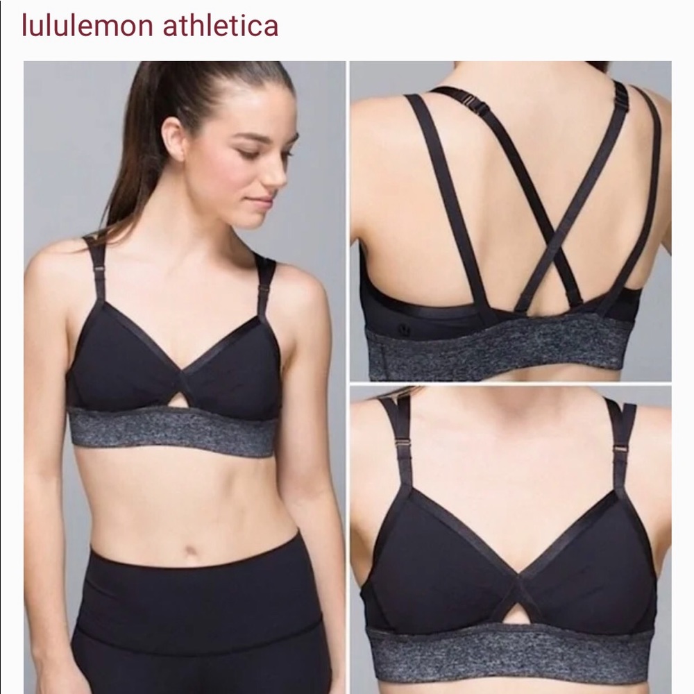 Lululemon If You"re Lucky Sports Bra Black & Gray Size 6